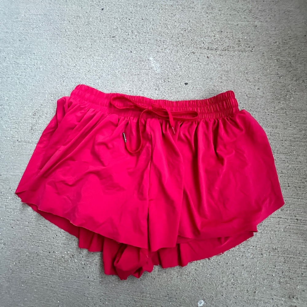 Women's Red Flowy Shorts
